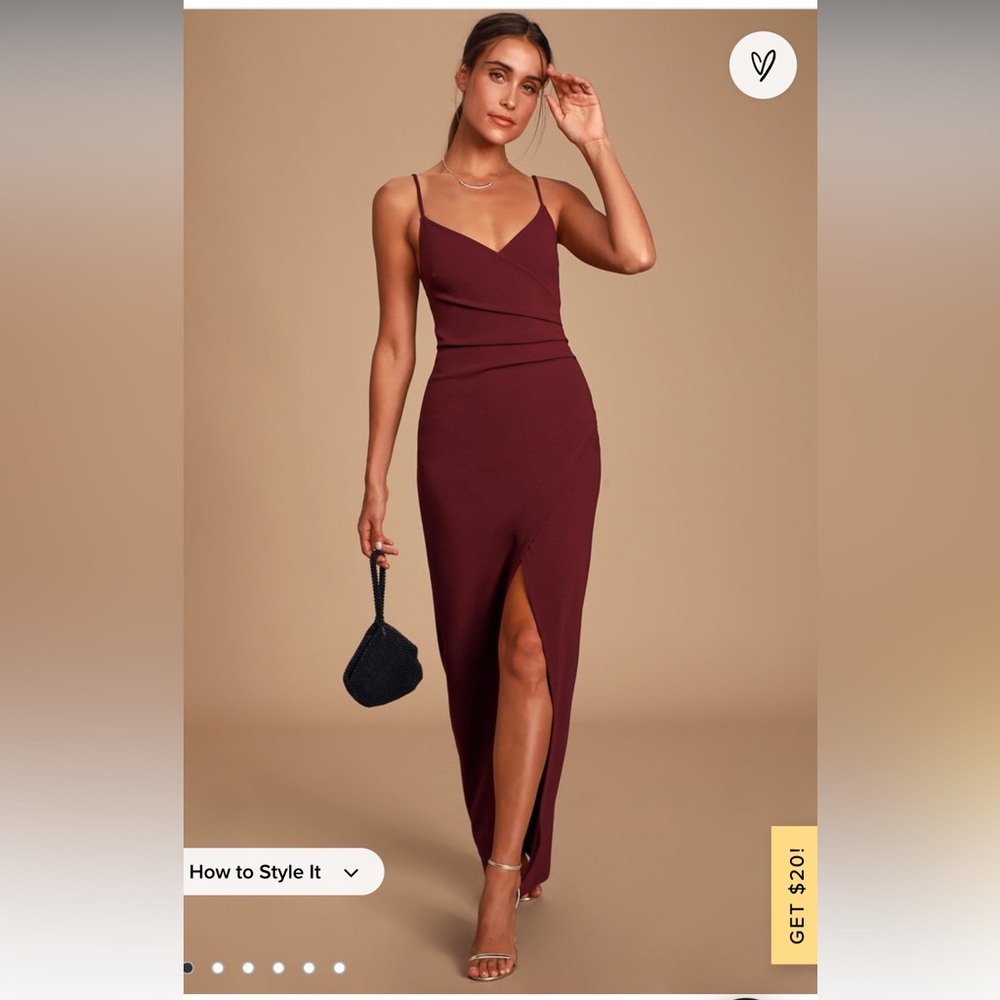 Lulus Burgundy Surplice Maxi Dress SM